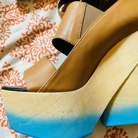 Pierre Hardy wood platform wedge high heel ombré ankle strap shoe sandal 40 9 - Picture 5 of 5